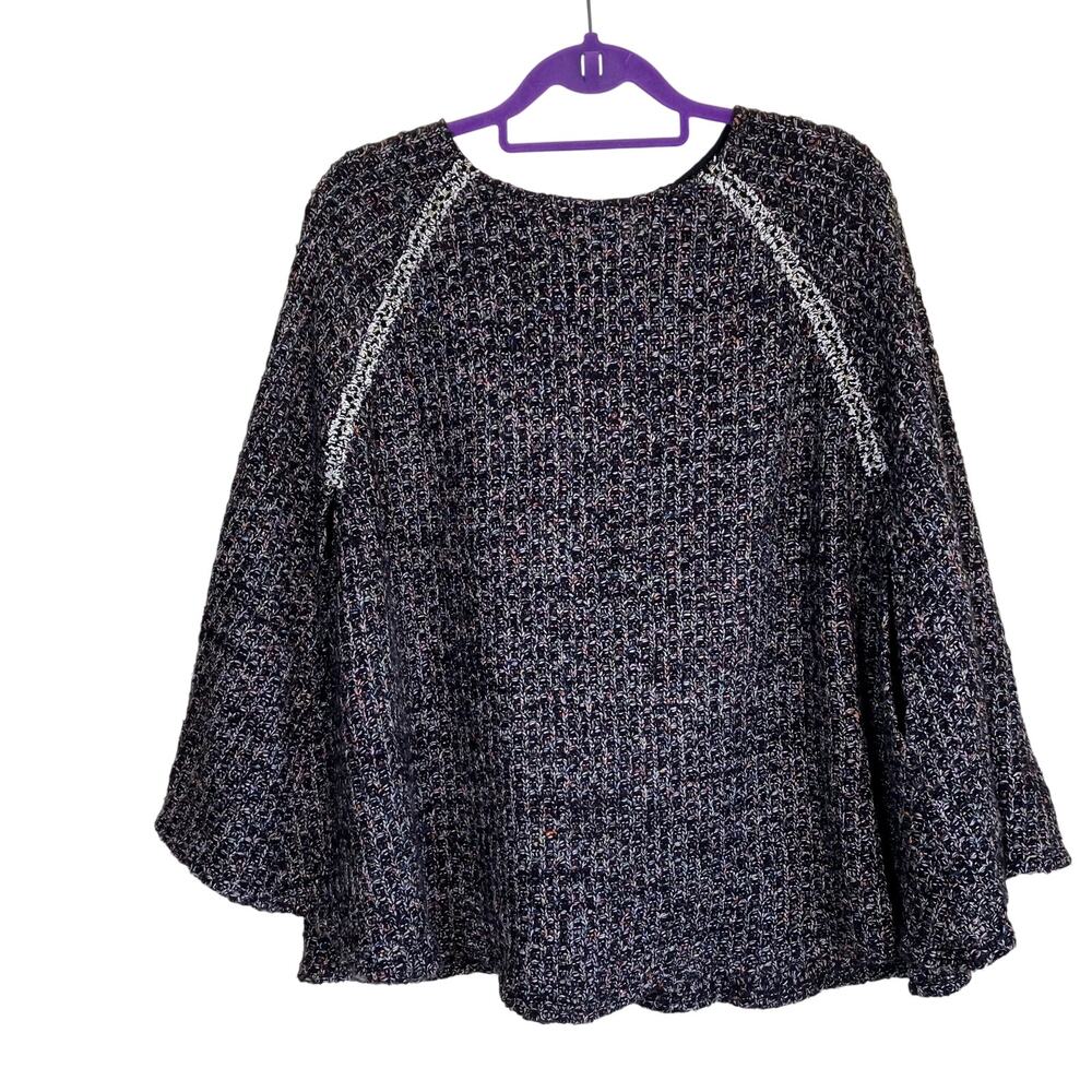 THML Sz M/L Textured Confetti Marled Chunky Knit Crewneck Poncho Sweater